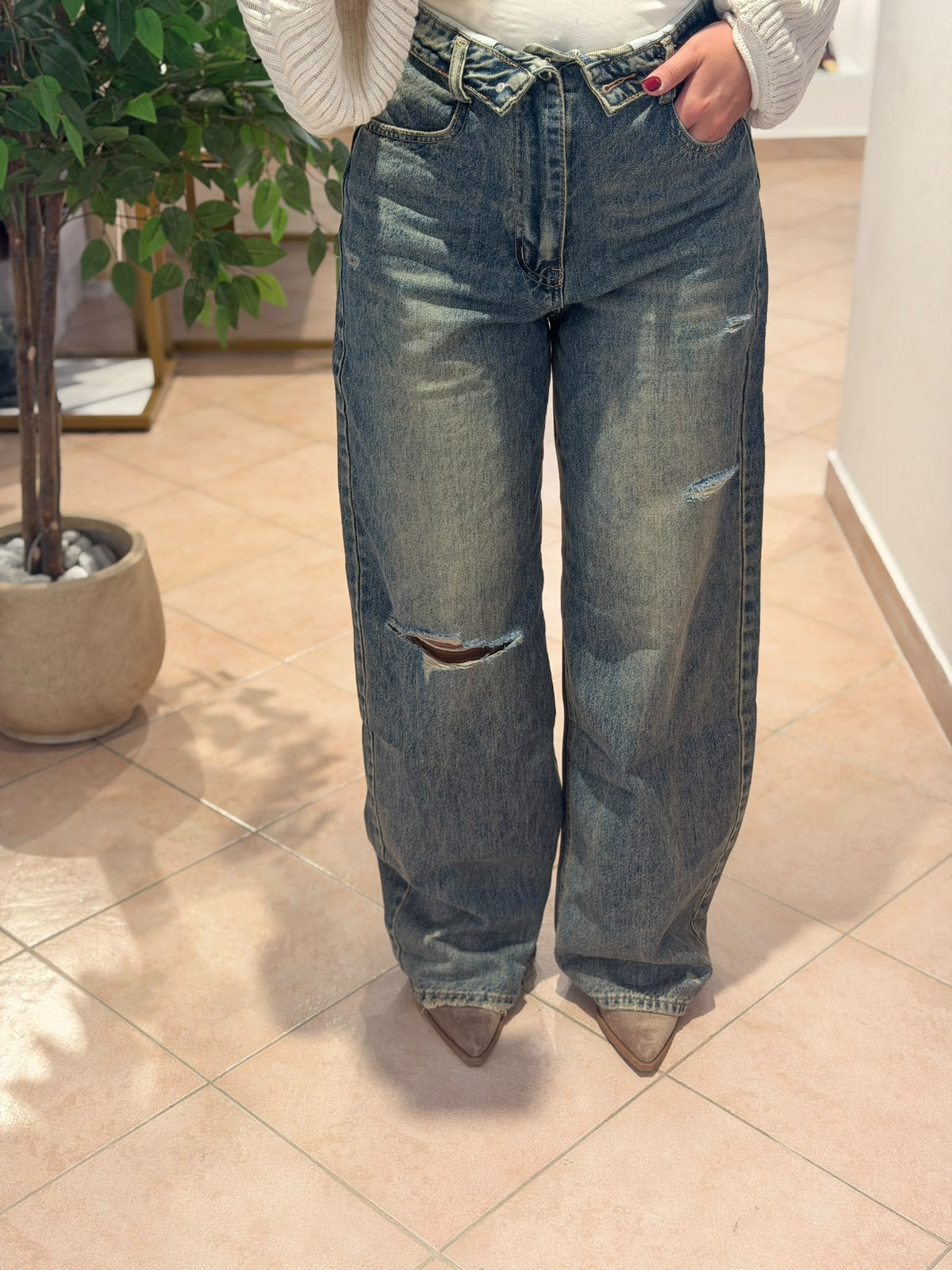 Jeans balloon risvolto