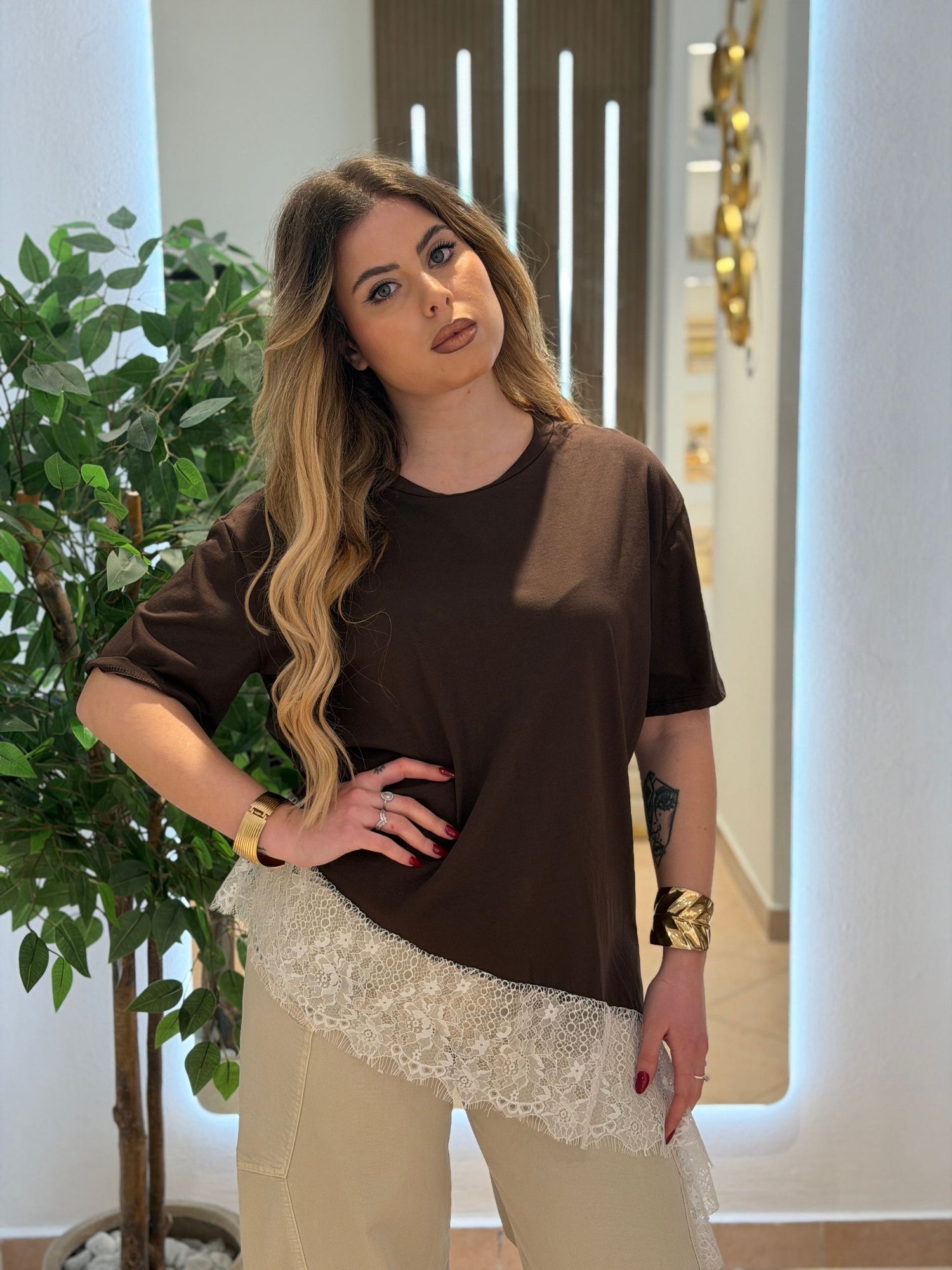 T-Shirt con pizzo