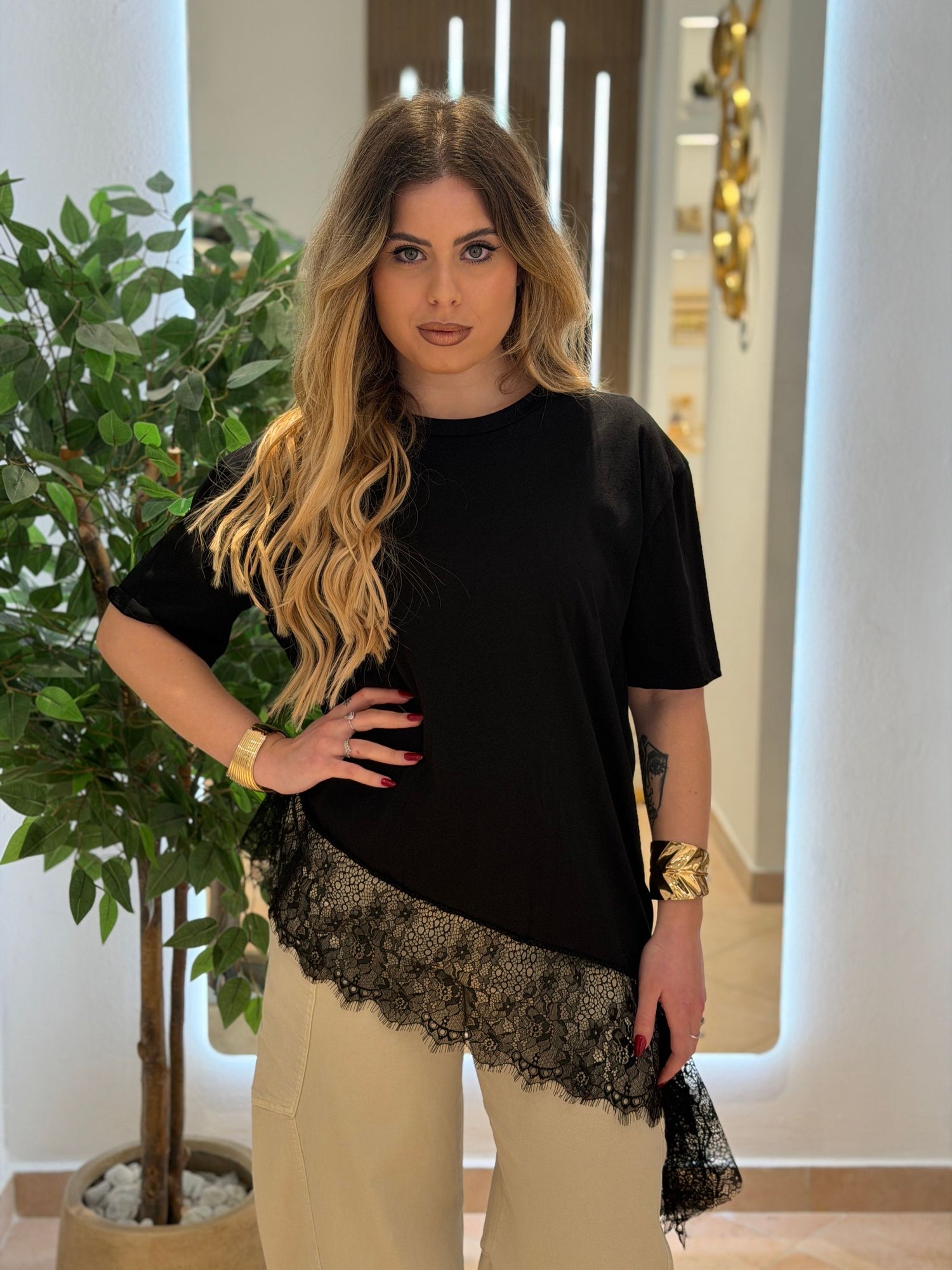 T-Shirt con pizzo